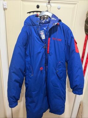NFL Blue Puffer Coat with Red Accents
